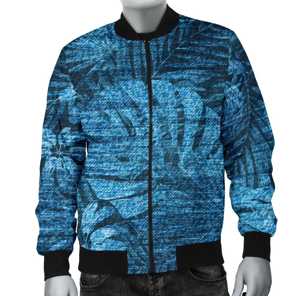 Jean Tropical Pattern Print Design 04 Men Bomber Jacket