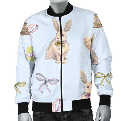Rabbit Easter Eggs Pattern Print Design 03 Men Bomber Jacket