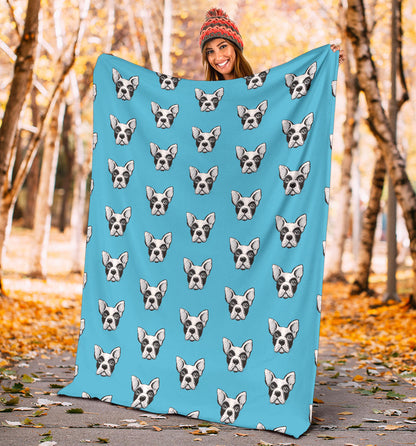 Boston Terrier Pattern Print Design 01 Premium Blanket