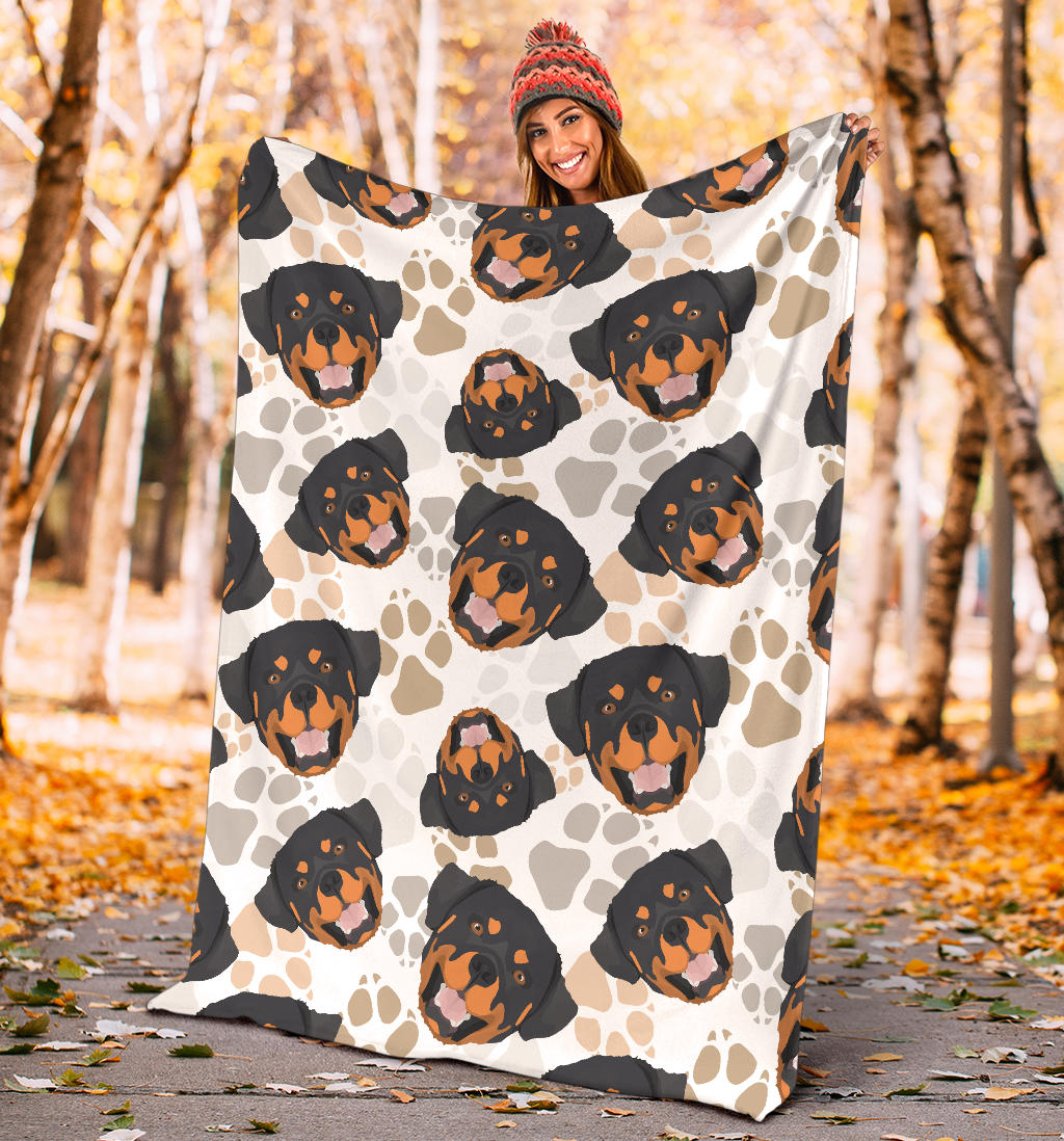 Rottweiler Pattern Print Design A03 Premium Blanket