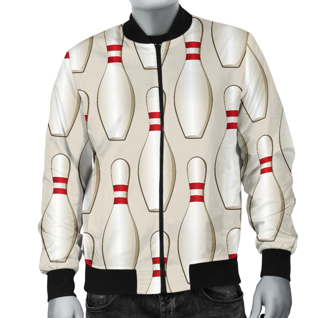 Bowling Pin Pattern Print Design 01 Men Bomber Jacket