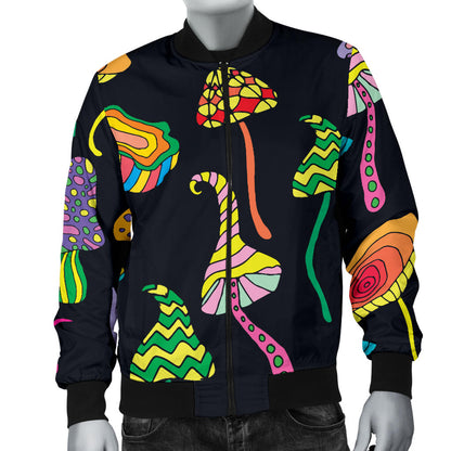 Psychedelic Mushroom Pattern Print Design A02 Men Bomber Jacket