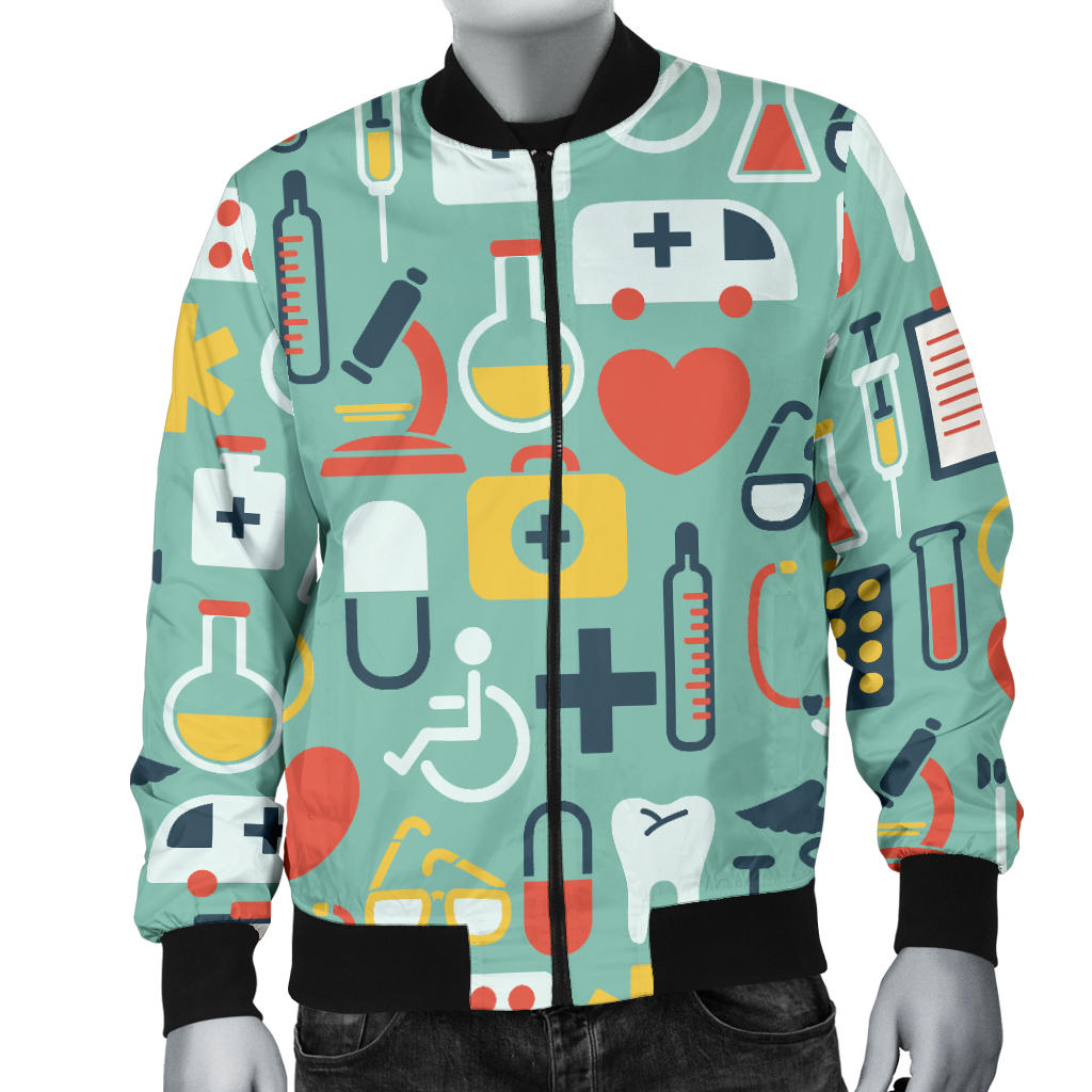 Medical Pattern Print Design 02 Men Bomber Jacket