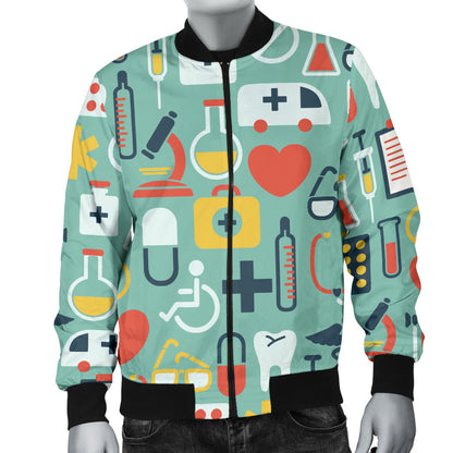 Medical Pattern Print Design 02 Men Bomber Jacket