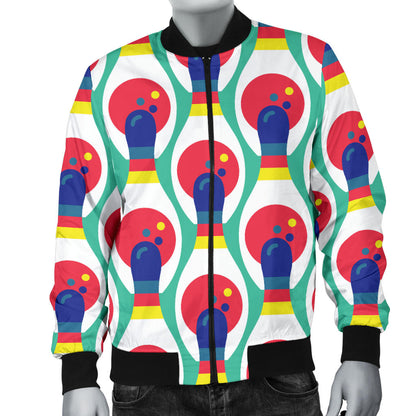Bowling Pattern Print Design 05 Men Bomber Jacket
