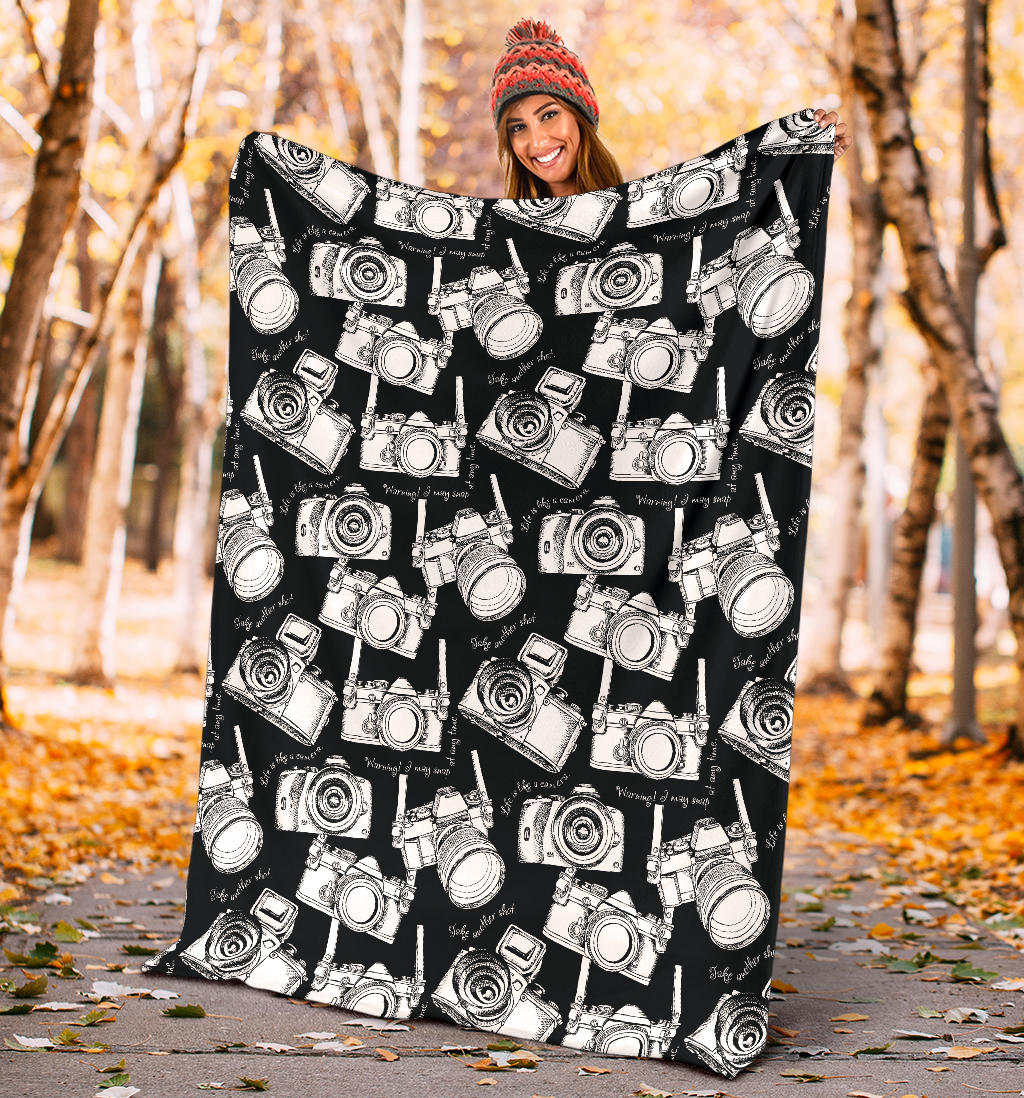 Camera Pattern Print Design 01 Premium Blanket
