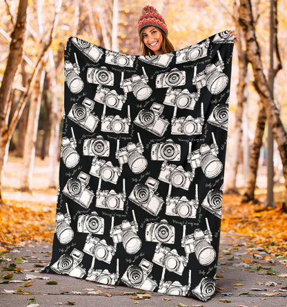 Camera Pattern Print Design 01 Premium Blanket