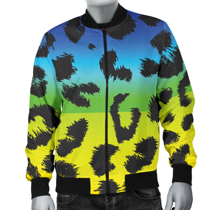 Rainbow Leopard Pattern Print Design A01 Men Bomber Jacket