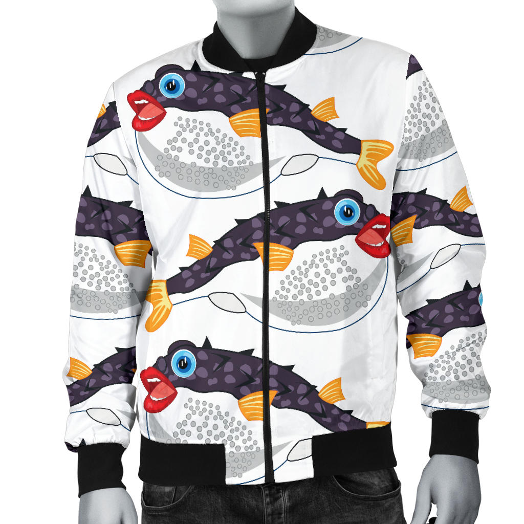 Fugu Pattern Print Design 03 Men Bomber Jacket