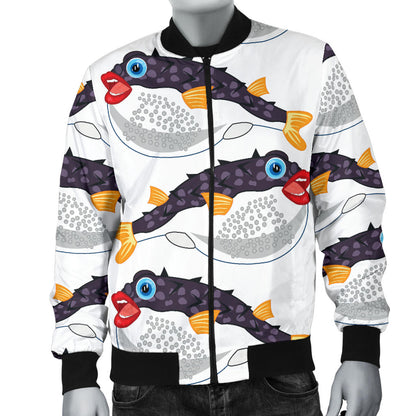 Fugu Pattern Print Design 03 Men Bomber Jacket
