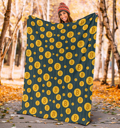 Bitcoin Pattern Print Design 01 Premium Blanket