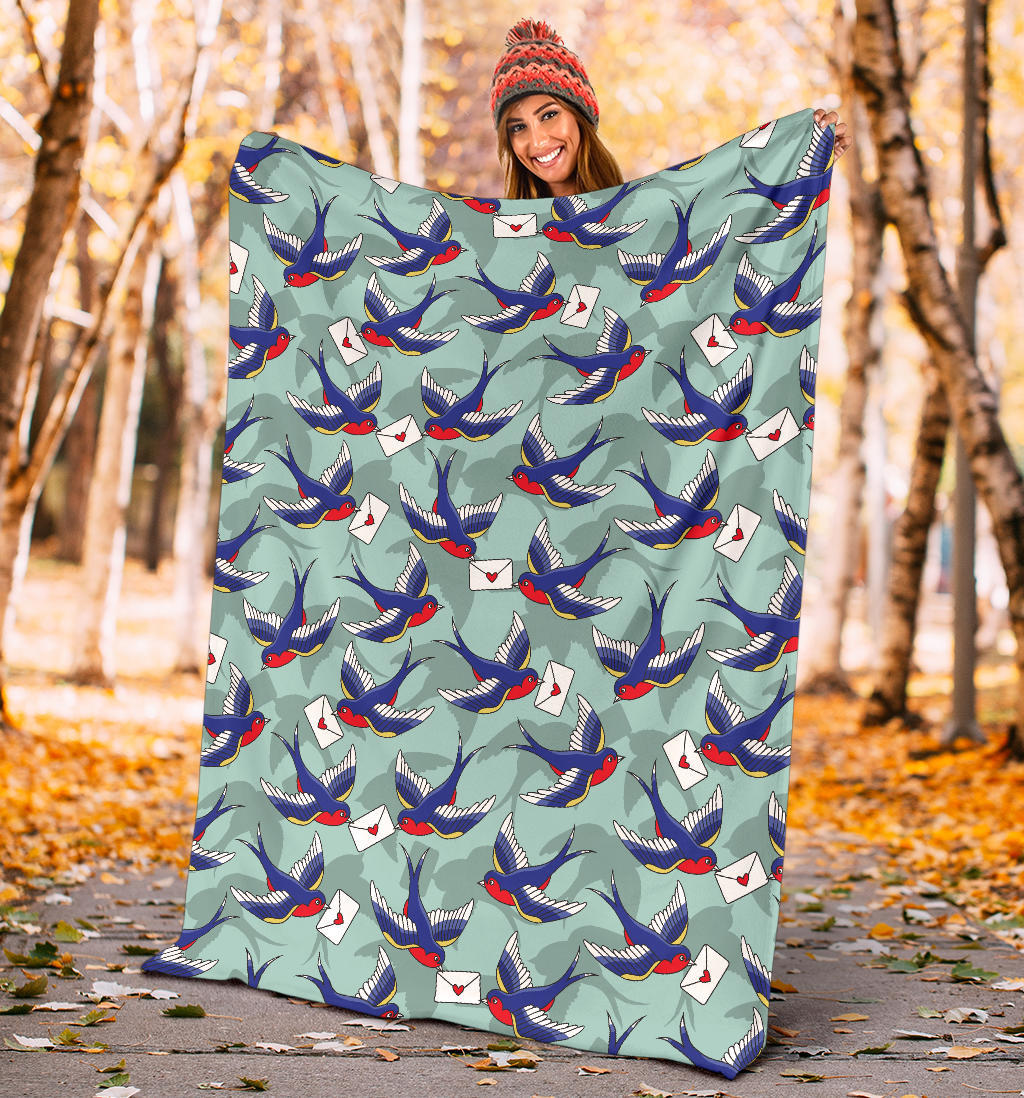 Swallow Bird Pattern Print Design 02 Premium Blanket