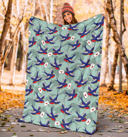 Swallow Bird Pattern Print Design 02 Premium Blanket