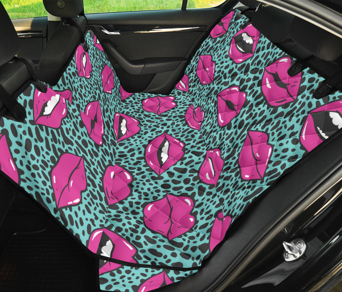Lip Pattern Print Design 04 Rear Dog Car Seat Cover Hammock