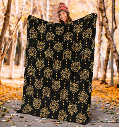 Aztec Wolf Pattern Print Design 04 Premium Blanket