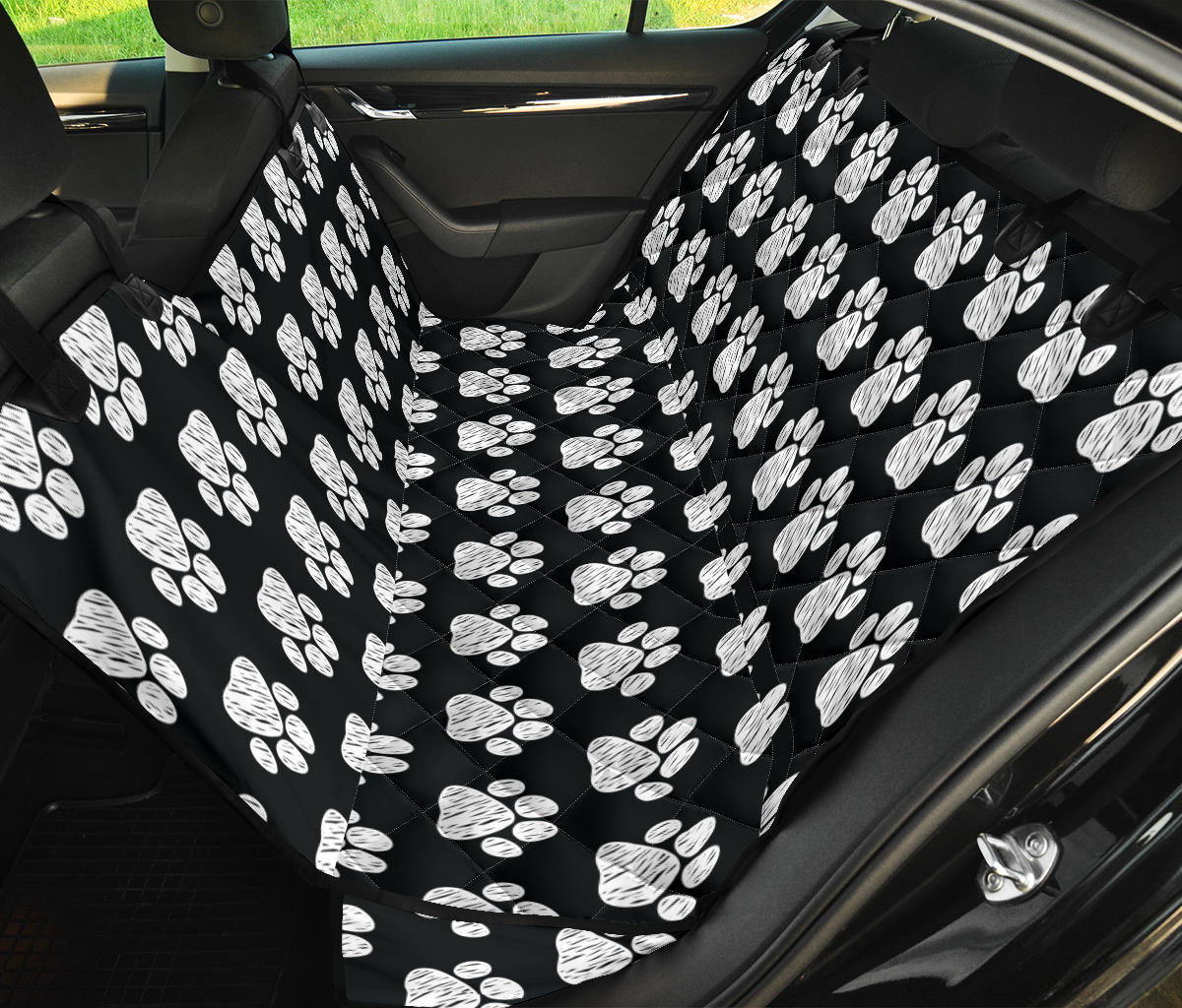 Paw Pattern Print Design A02 Rear Dog Car Seat Cover Hammock