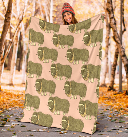 Yak Pattern Print Design 01 Premium Blanket