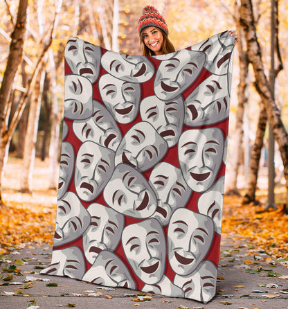 Acting Mask Pattern Print Design 01 Premium Blanket