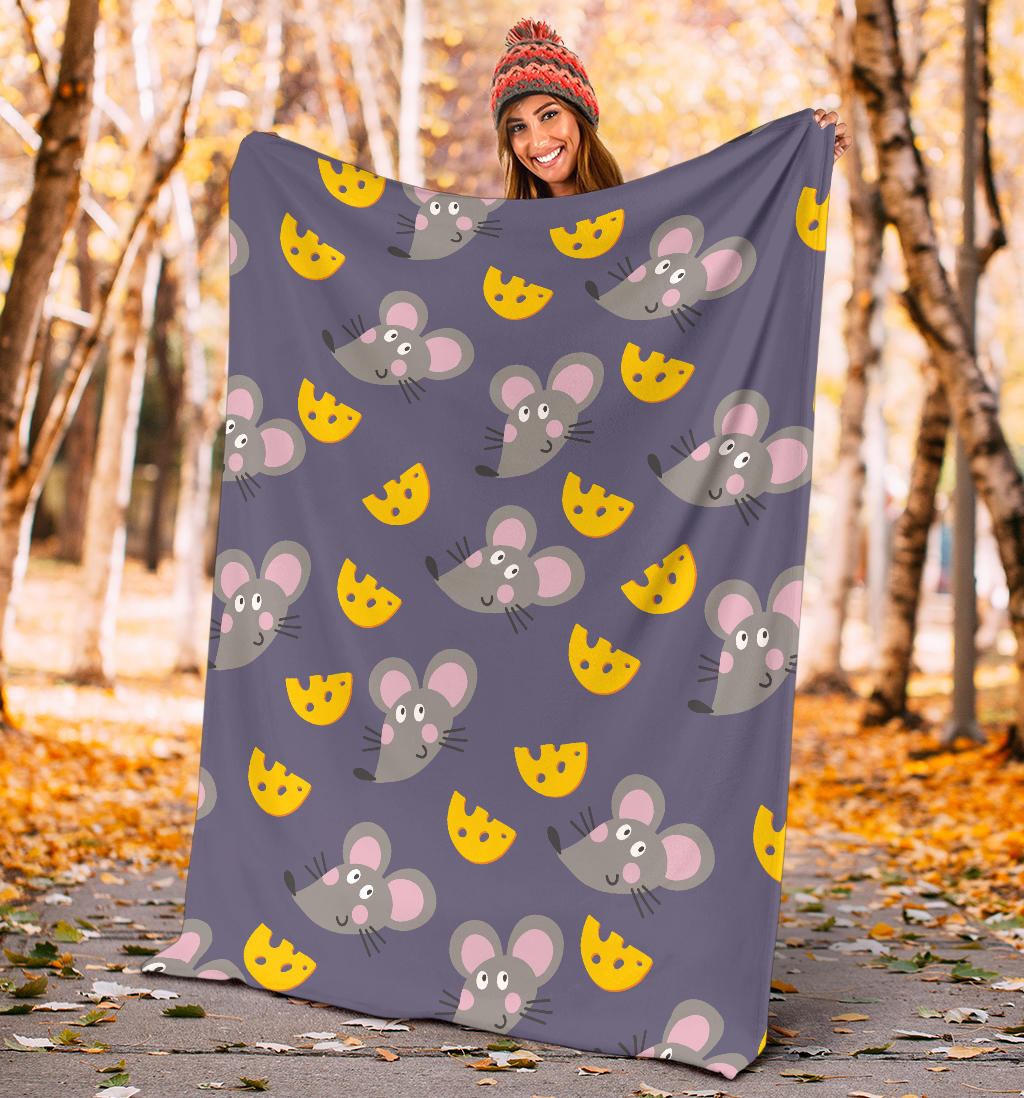 Rat With Cheese Pattern Print Design 01 Premium Blanket