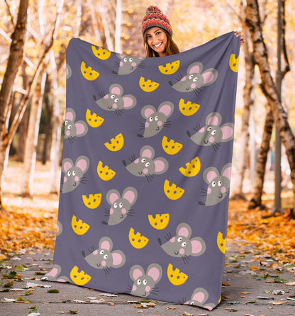 Rat With Cheese Pattern Print Design 01 Premium Blanket