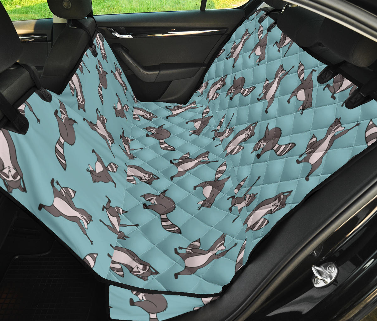 Raccoon Pattern Print Design A07 Rear Dog Car Seat Cover Hammock