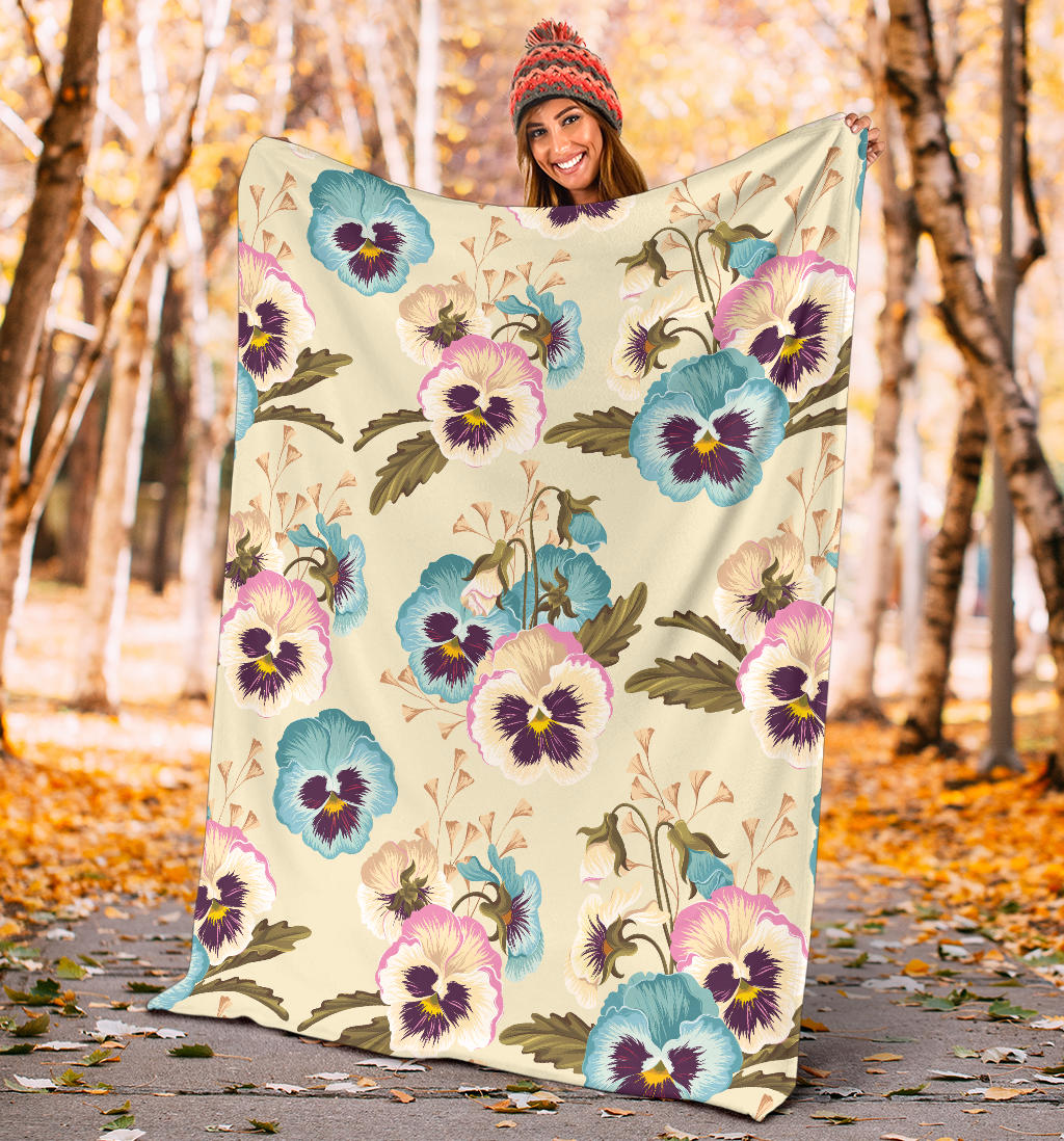 Pansy Pattern Print Design A02 Premium Blanket