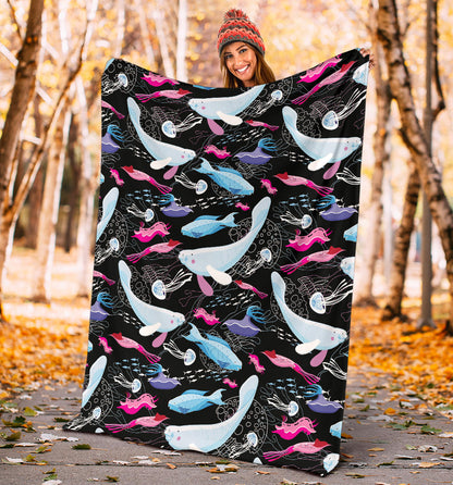 Manatee Pattern Print Design 02 Premium Blanket