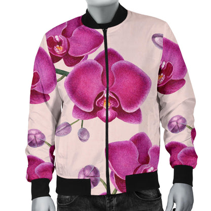 Orchid Pattern Print Design A02 Men Bomber Jacket