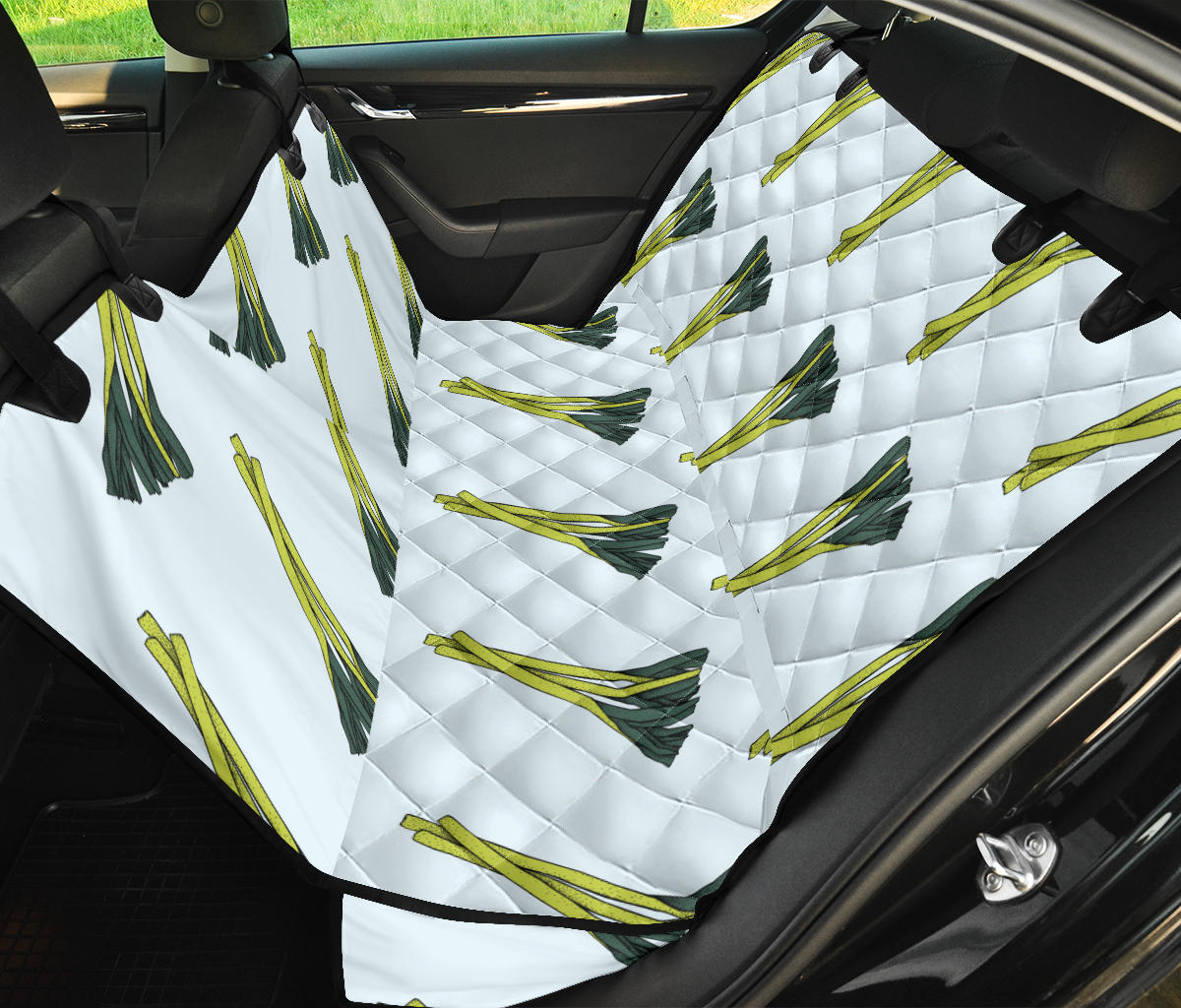 Leek Pattern Print Design 03 Rear Dog Car Seat Cover Hammock