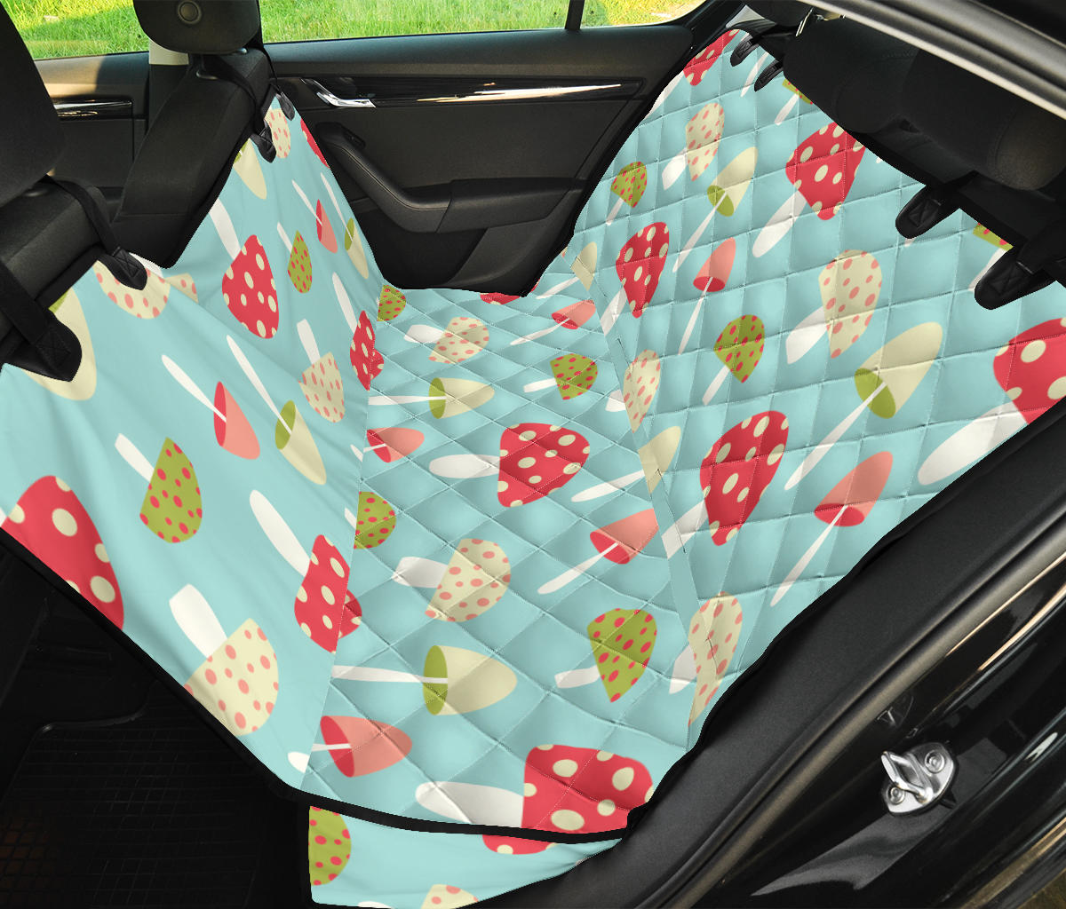 Mushroom Pattern Print Design A01 Rear Dog Car Seat Cover Hammock