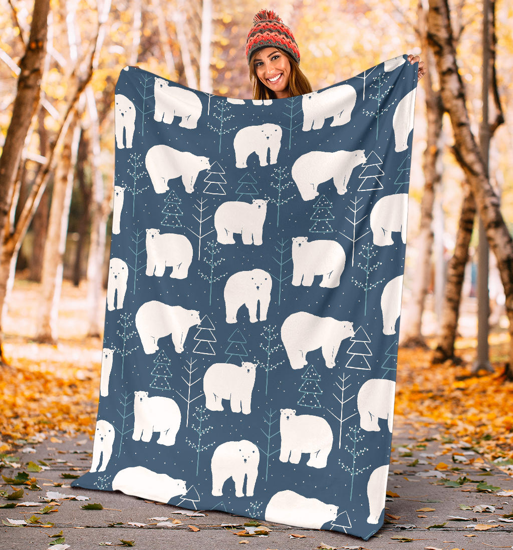 Polar Bear Pattern Print Design A01 Premium Blanket