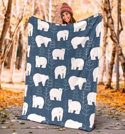 Polar Bear Pattern Print Design A01 Premium Blanket