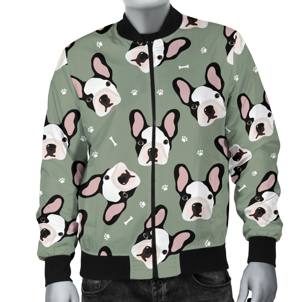 Boston Terrier Pattern Print Design 05 Men Bomber Jacket