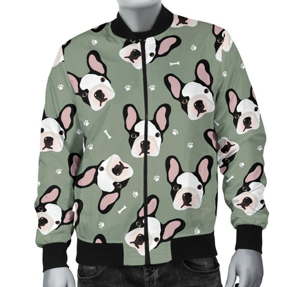 Boston Terrier Pattern Print Design 05 Men Bomber Jacket