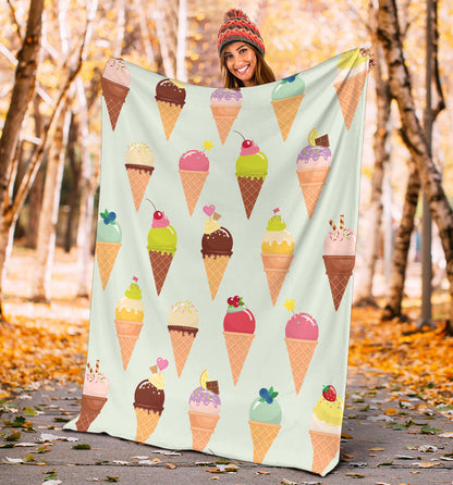 Ice Cream Pattern Print Design 03 Premium Blanket