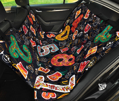 Number Pattern Print Design A03 Rear Dog Car Seat Cover Hammock