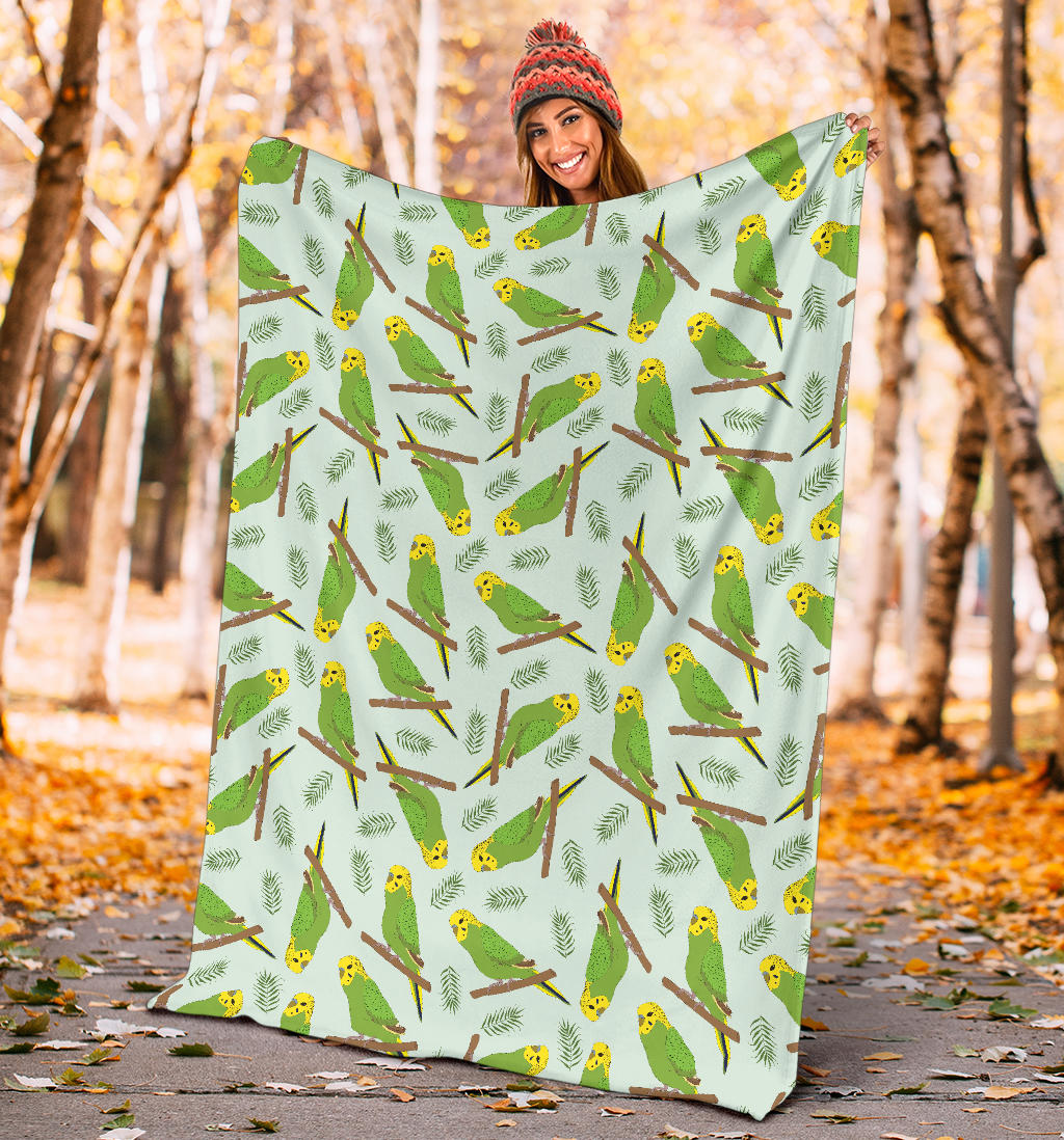 Budgerigar Pattern Print Design 04 Premium Blanket