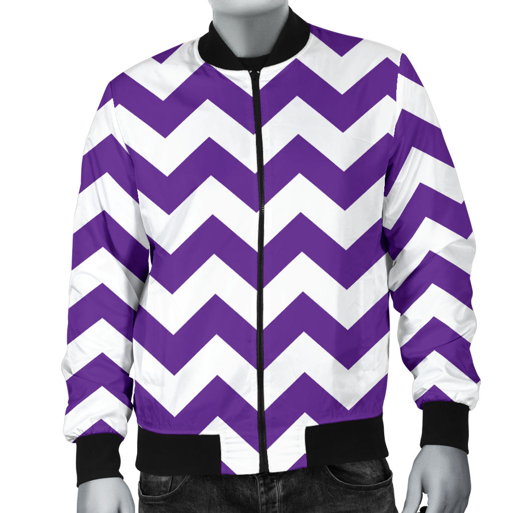 Chevron Purple Pattern Print Design 03 Men Bomber Jacket