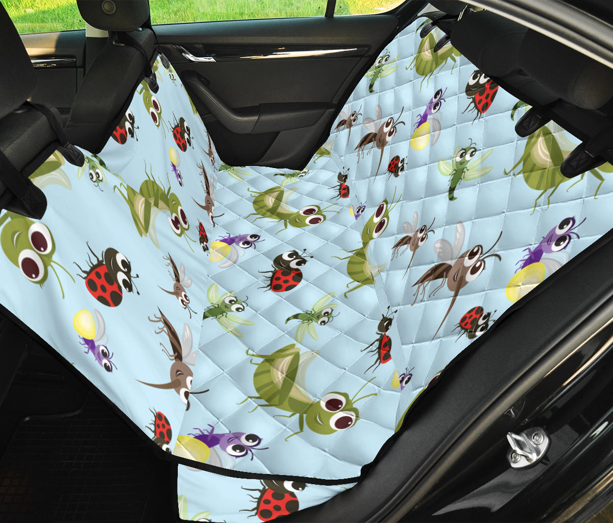 Ladybug Pattern Print Design 01 Rear Dog Car Seat Cover Hammock