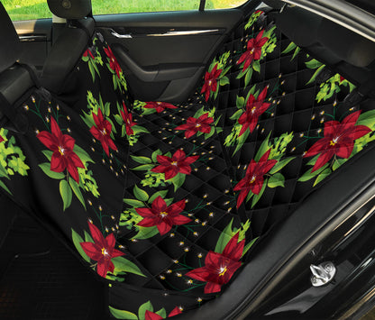 Poinsettia Pattern Print Design A01 Rear Dog Car Seat Cover Hammock