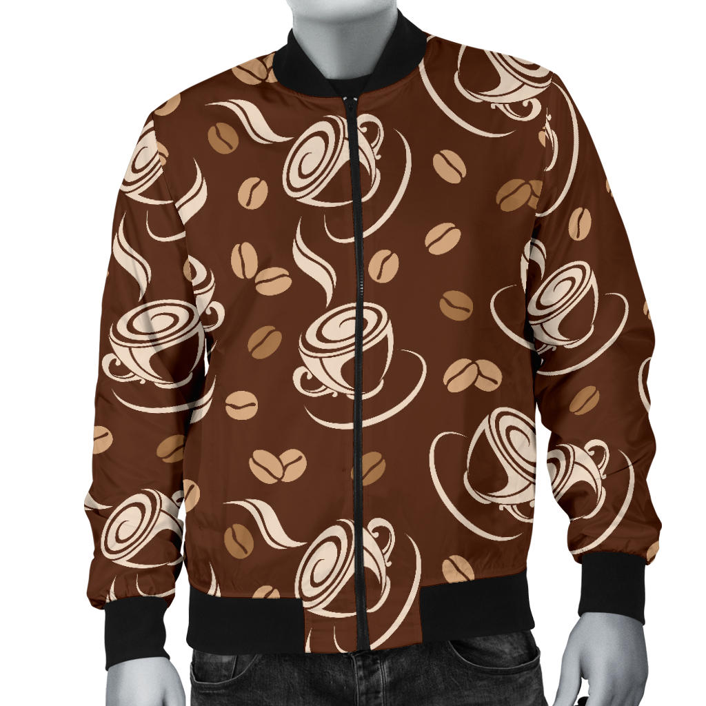 Coffee Pattern Print Design 03 Men Bomber Jacket