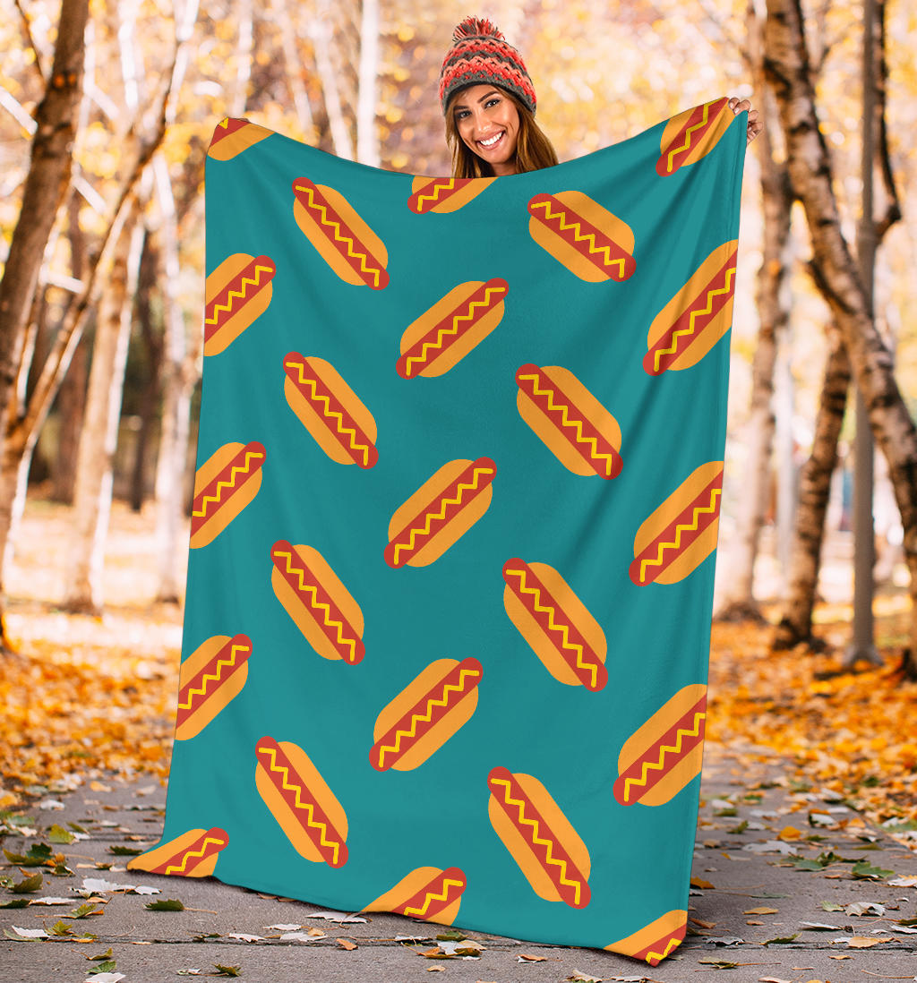 Hot Dog Pattern Print Design 03 Premium Blanket