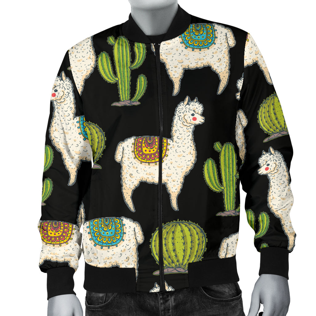 Alpaca Cactus Pattern Print Design 07 Men Bomber Jacket