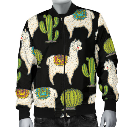 Alpaca Cactus Pattern Print Design 07 Men Bomber Jacket