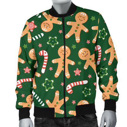 Gingerbread Pattern Print Design 04 Men Bomber Jacket