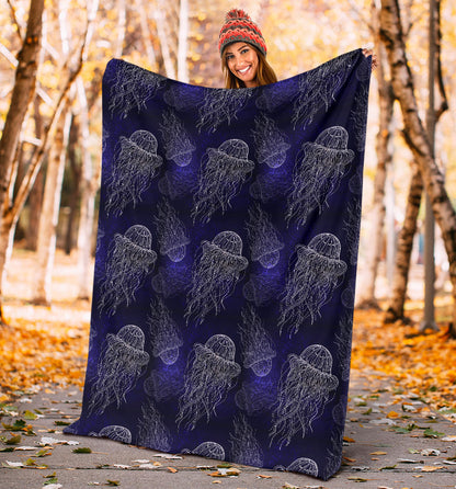 Jellyfish Pattern Print Design 02 Premium Blanket