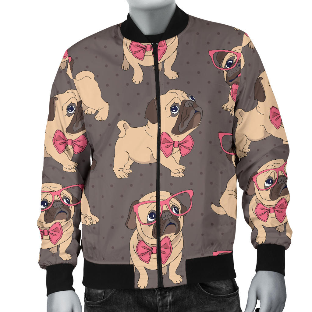 Pug Pattern Print Design A05 Men Bomber Jacket