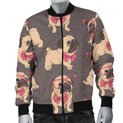 Pug Pattern Print Design A05 Men Bomber Jacket