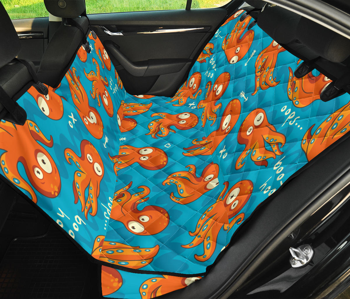Octopus Pattern Print Design A02 Rear Dog Car Seat Cover Hammock