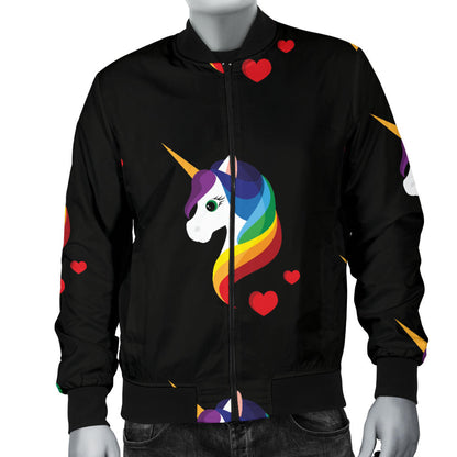 Rainbow Unicorn Pattern Print Design A03 Men Bomber Jacket